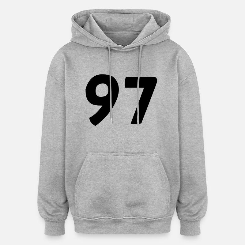 97 - Sweat à capuche oversize unisexe - gris chiné