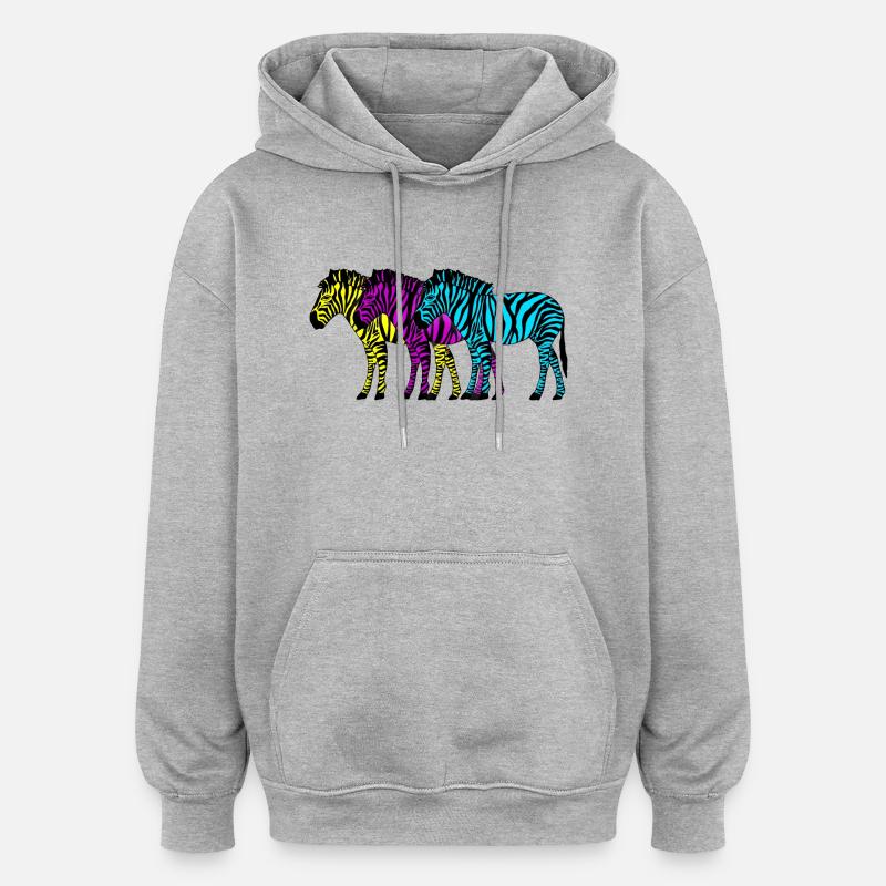 Zèbres - Sweat à capuche oversize unisexe - gris chiné