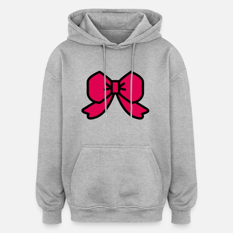 Schleife mit rotem Band - Oversized Unisex Hoodie - Grau meliert