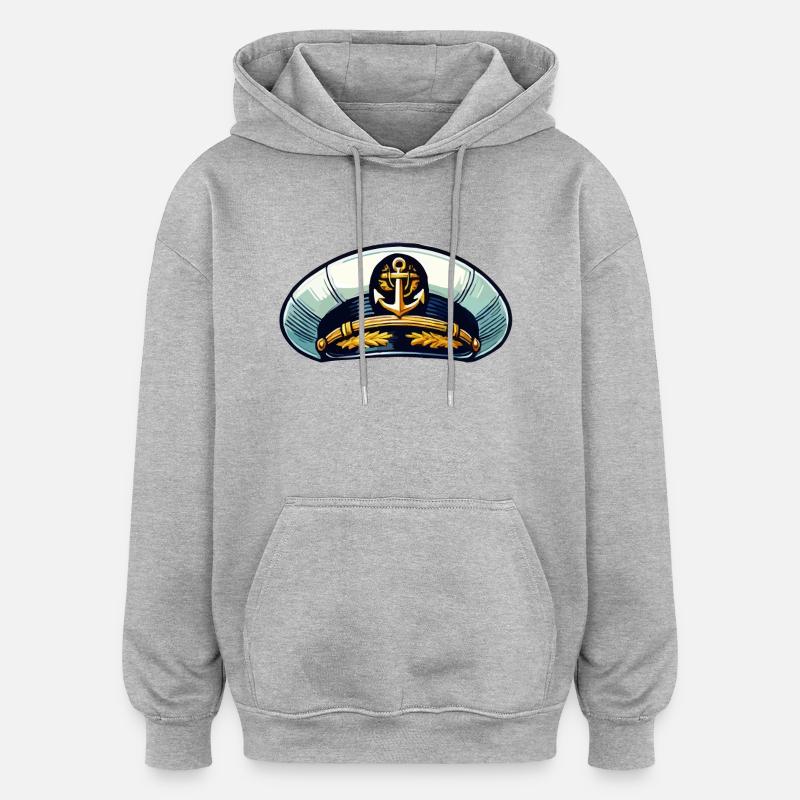 Capitaine Cap - Sweat à capuche oversize unisexe - gris chiné