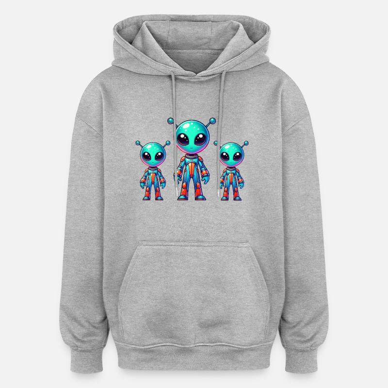 Bande dessinée extraterrestre - Sweat à capuche oversize unisexe - gris chiné