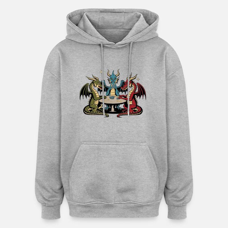 Drachen-Spielkarten - Oversized Unisex Hoodie - Grau meliert