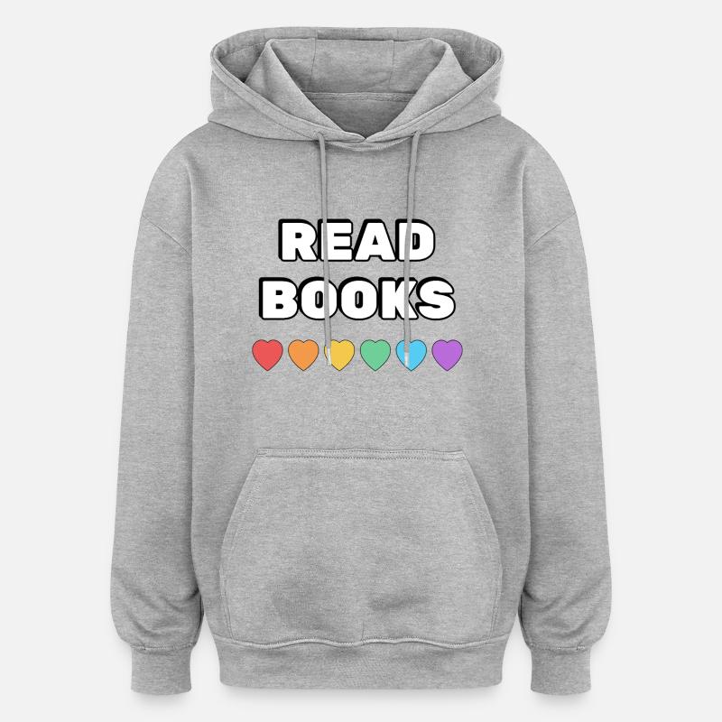 Lire des livres Rainbow Hearts - Sweat à capuche oversize unisexe - gris chiné