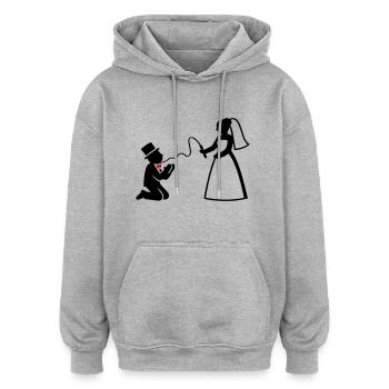 Brautpaar Ehe Paar Peitsche Hochzeit - Oversized Unisex Hoodie - Grau meliert - Vorne - Noah (186cm)