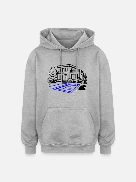 Maison Villa Construction de maison - Sweat à capuche oversize unisexe - gris chiné