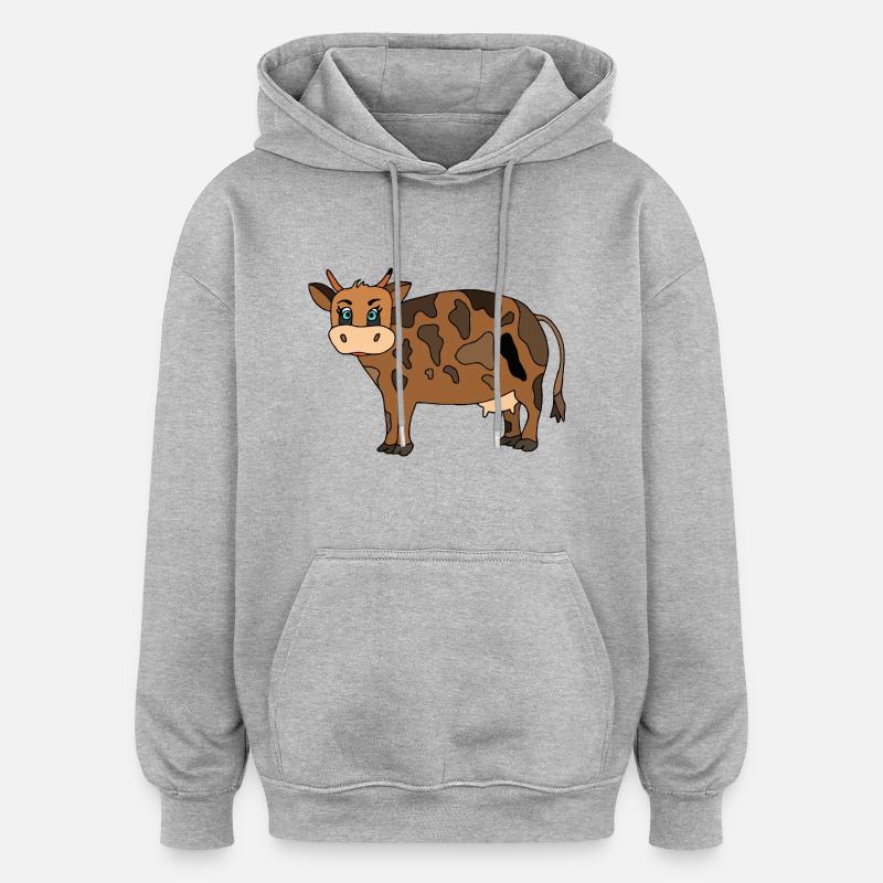 Vache - Sweat à capuche oversize unisexe - gris chiné