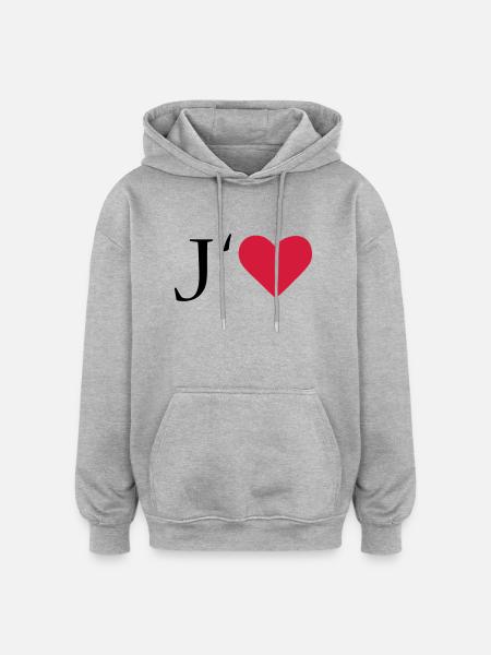 I Love - Oversized Unisex Hoodie - Grau meliert