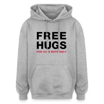 Free Hugs (For Cute Boys Only) - Oversized Unisex Hoodie - Grau meliert - Vorne - Noah (186cm)
