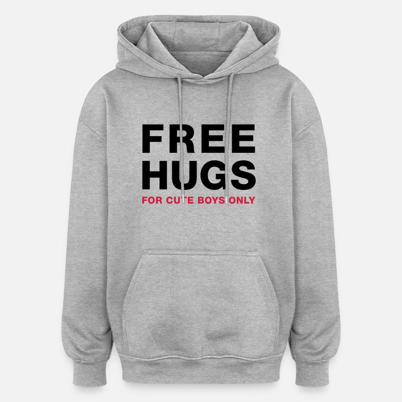 freehugsboys - Oversized Unisex Hoodie - heather grey