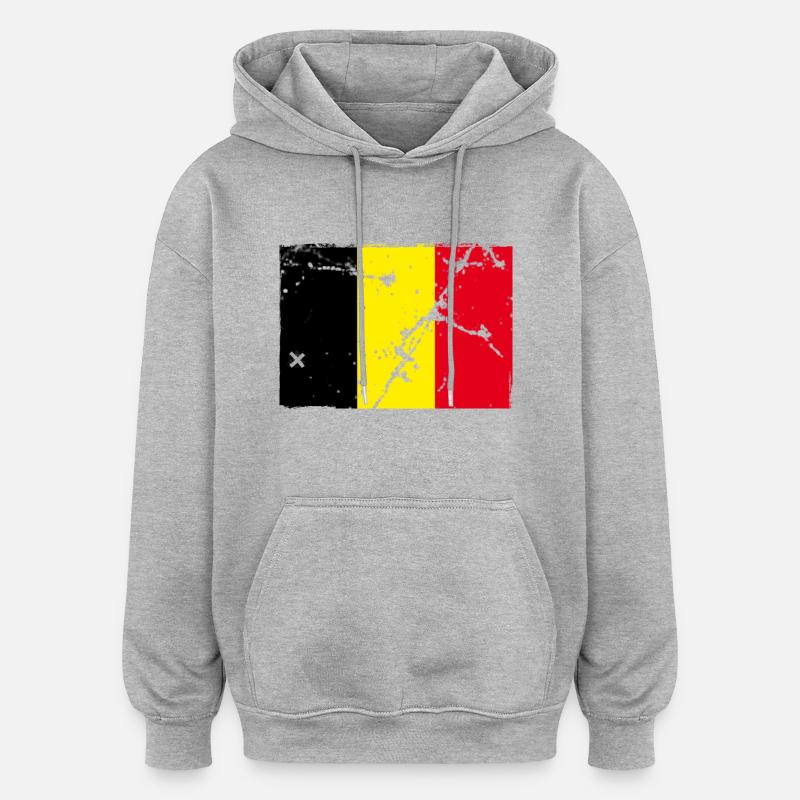 drapeau belge - Sweat à capuche oversize unisexe - gris chiné