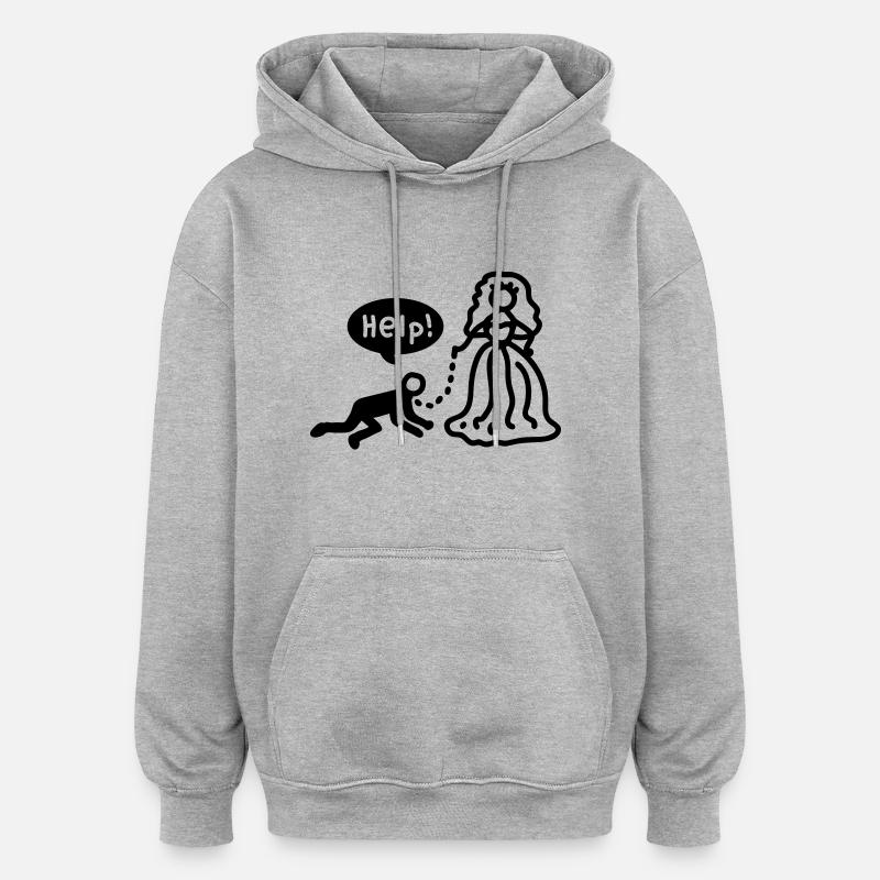 Married - help - Line - Oversized Unisex Hoodie - heather grey
