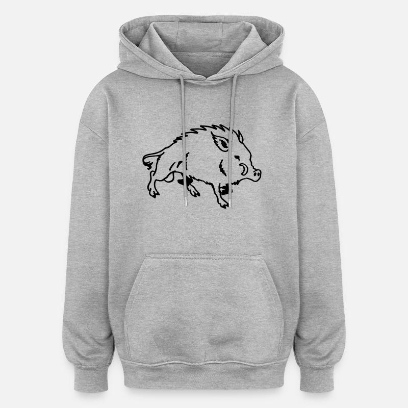 Sanglier - Sweat à capuche oversize unisexe - gris chiné