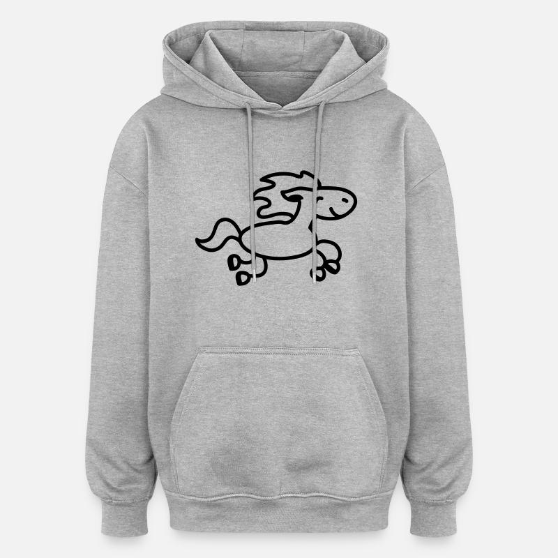 Pferd springt - line - Oversized Unisex Hoodie - Grau meliert