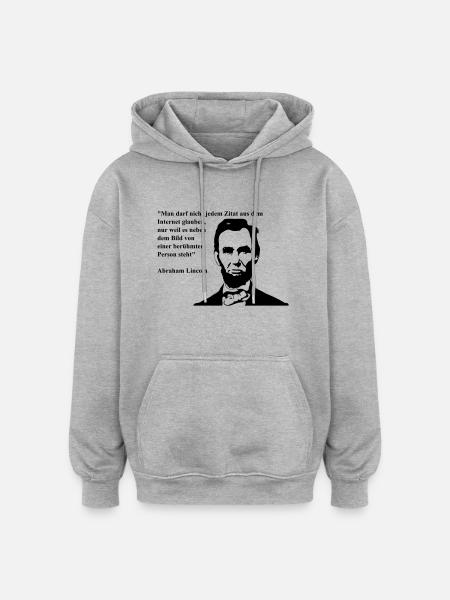 Lincoln - Oversized Unisex Hoodie - Grau meliert