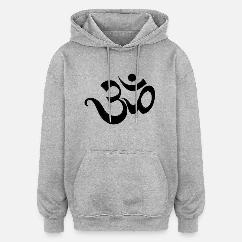 Om - Sweat à capuche oversize unisexe - gris chiné