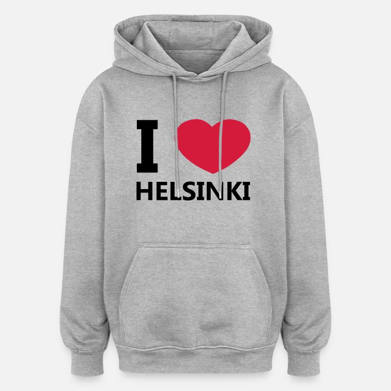 Ich liebe Helsinki - Oversized Unisex Hoodie - Grau meliert