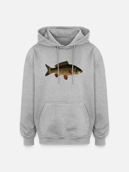 fish107 - Sweat à capuche oversize unisexe - gris chiné