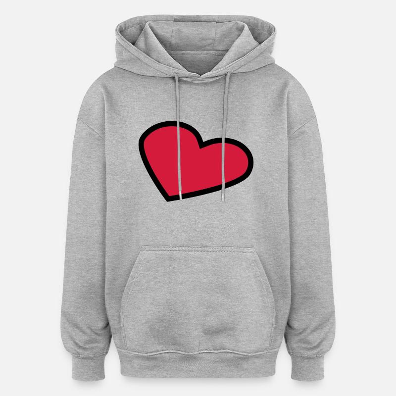 perspective_heart_outline_2c - Sweat à capuche oversize unisexe - gris chiné