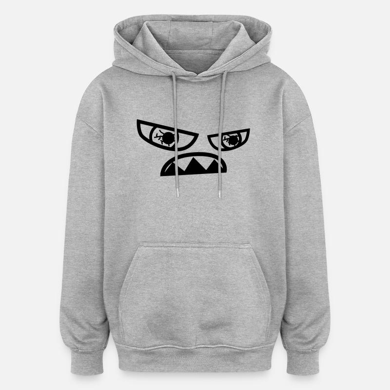 monstre - Sweat à capuche oversize unisexe - gris chiné