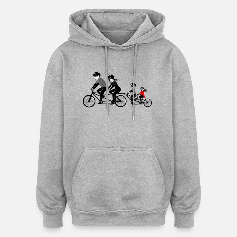 famille de vélos - Sweat à capuche oversize unisexe - gris chiné