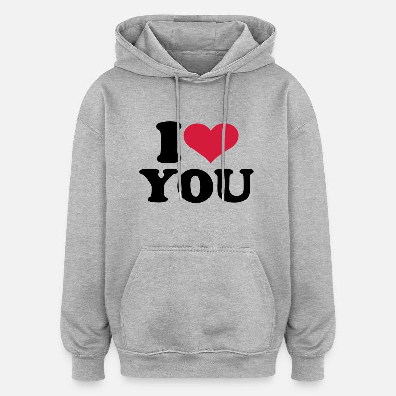 Je t'aime - Sweat à capuche oversize unisexe - gris chiné