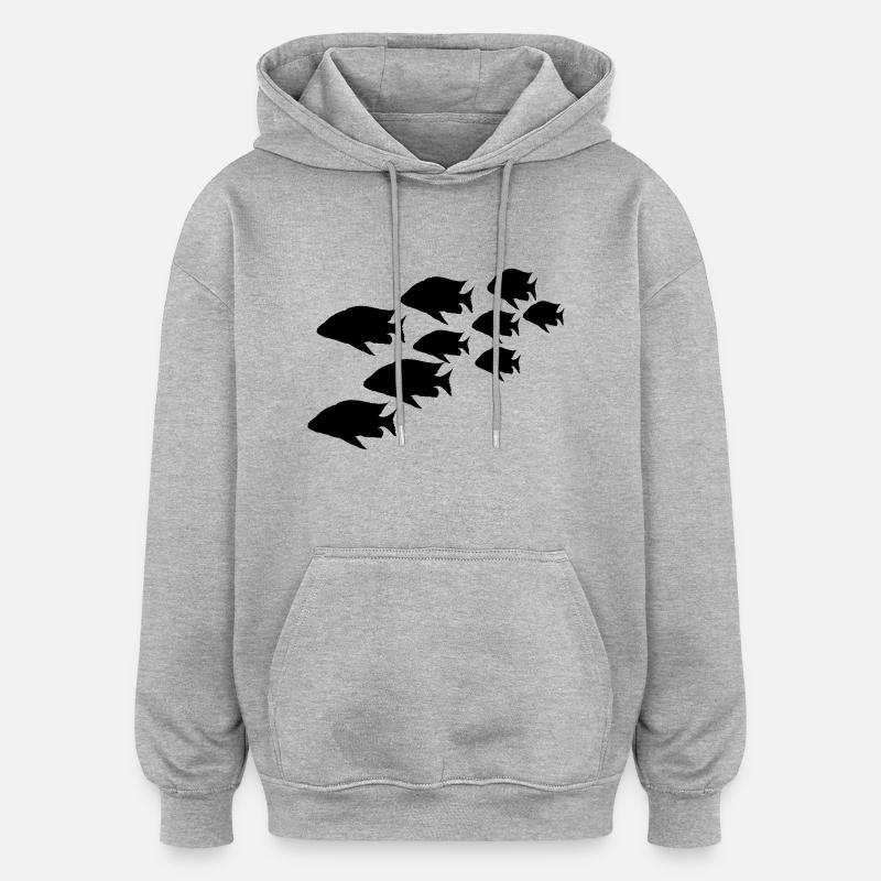 Pêche - Sweat à capuche oversize unisexe - gris chiné