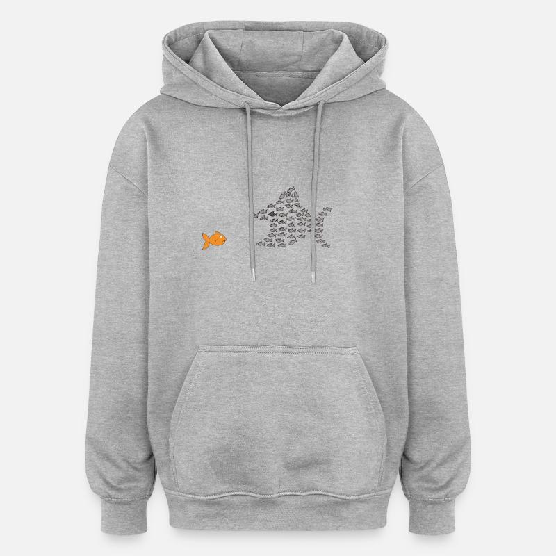 Fischschwarm - Oversized Unisex Hoodie - Grau meliert