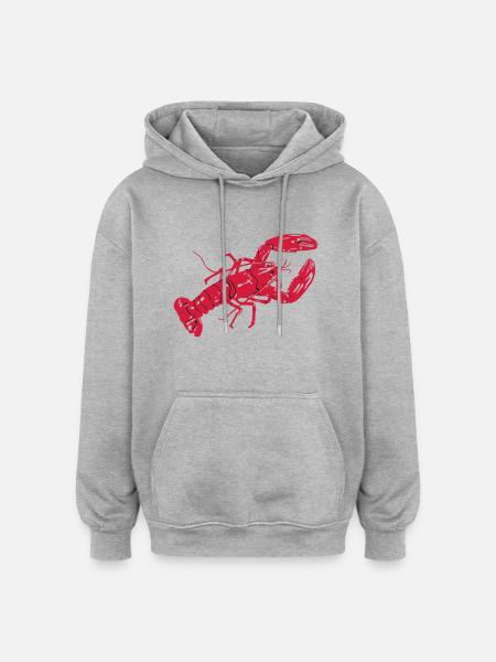 LobsterWhiteTee - Oversized Unisex Hoodie - heather grey