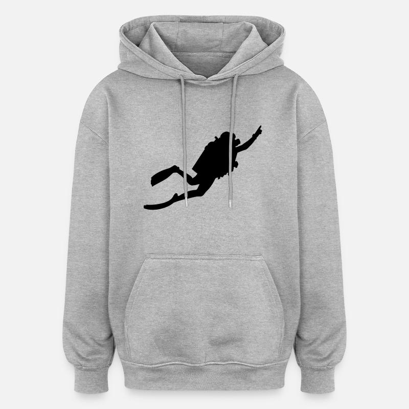 taucher - Oversized Unisex Hoodie - Grau meliert