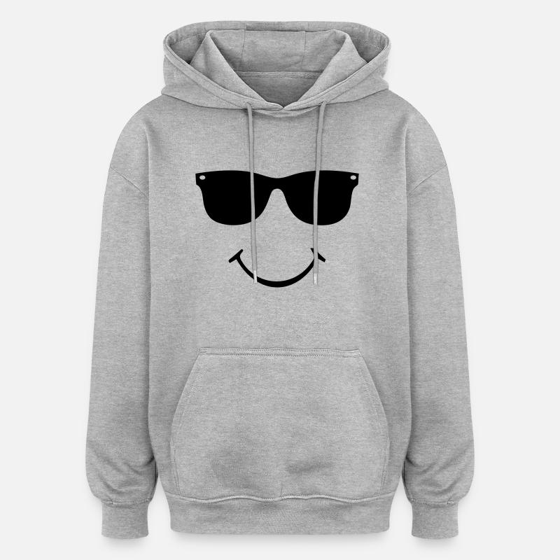 face - Sweat à capuche oversize unisexe - gris chiné