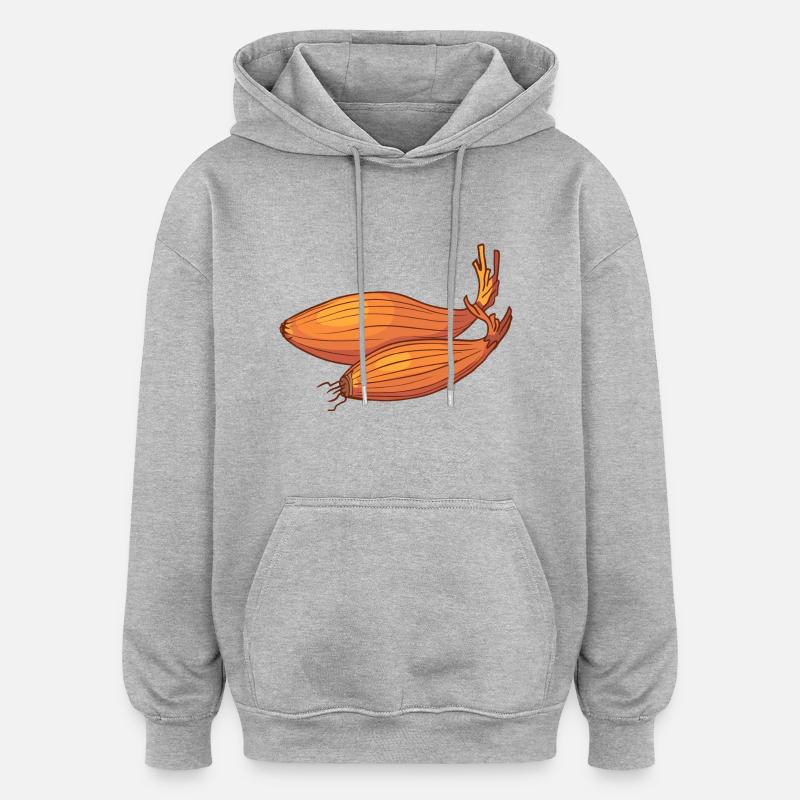 Échalotes Oignons nobles Askalonzwiebel Eschalotte - Sweat à capuche oversize unisexe - gris chiné