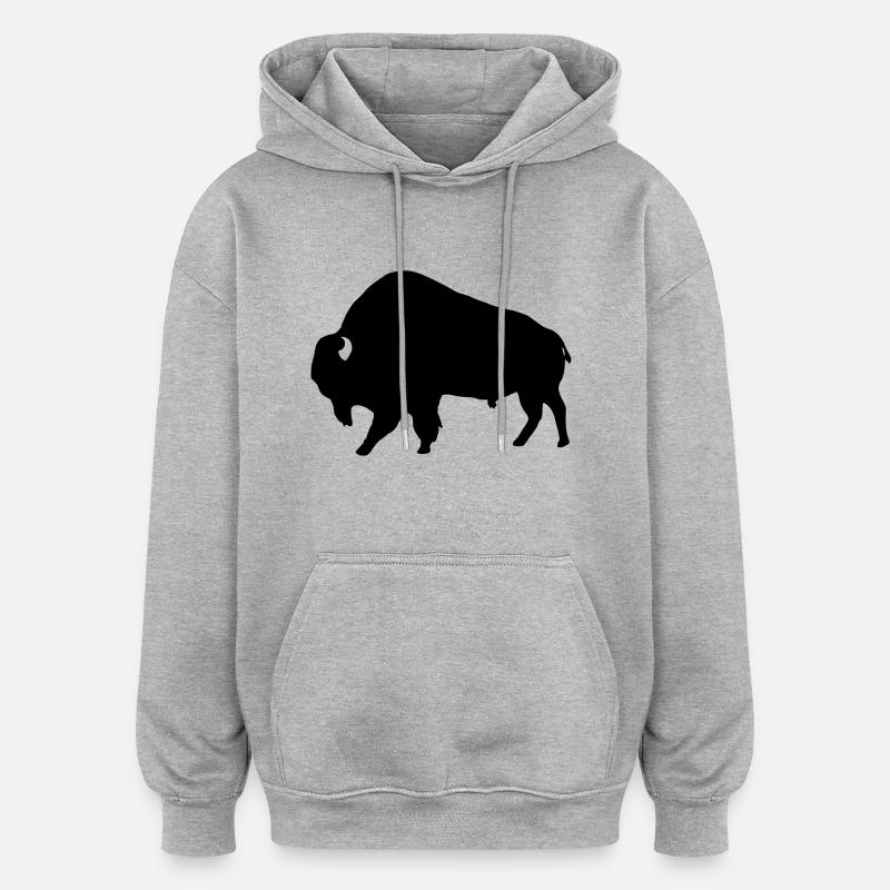 Bison - Sweat à capuche oversize unisexe - gris chiné