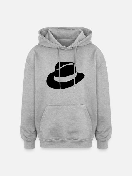 chapeau cowboy hat5 - Sweat à capuche oversize unisexe - gris chiné