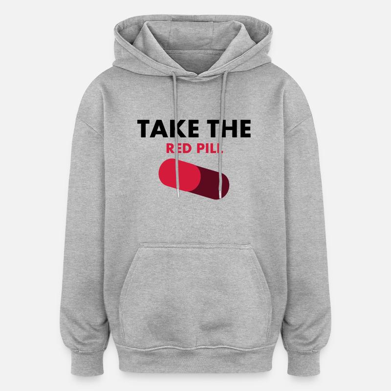 take_the_red_pill - Sweat à capuche oversize unisexe - gris chiné