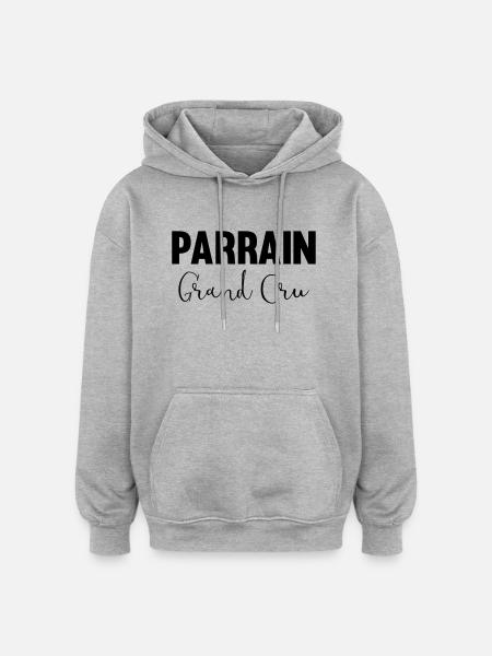 Parrain grand cru - Sweat à capuche oversize unisexe - gris chiné
