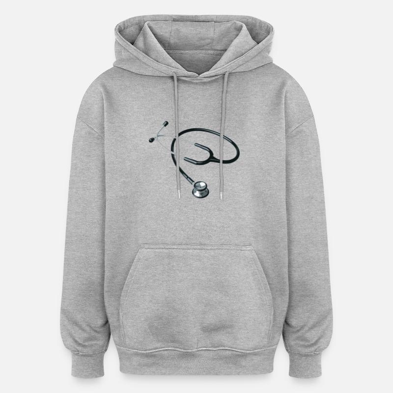 stetoscope medecin docteur - Sweat à capuche oversize unisexe - gris chiné