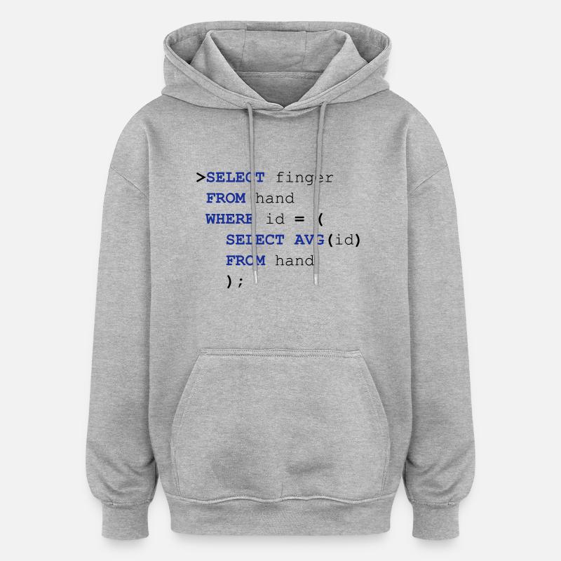 SQL doigt - Sweat à capuche oversize unisexe - gris chiné