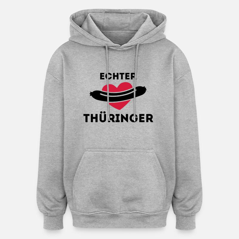 Echter Thüringer - Bratwurstliebe - Oversized Unisex Hoodie - Grau meliert