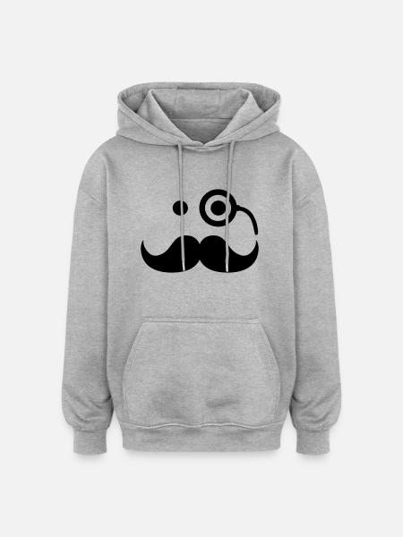 Smiley Mustache - Sweat à capuche oversize unisexe - gris chiné
