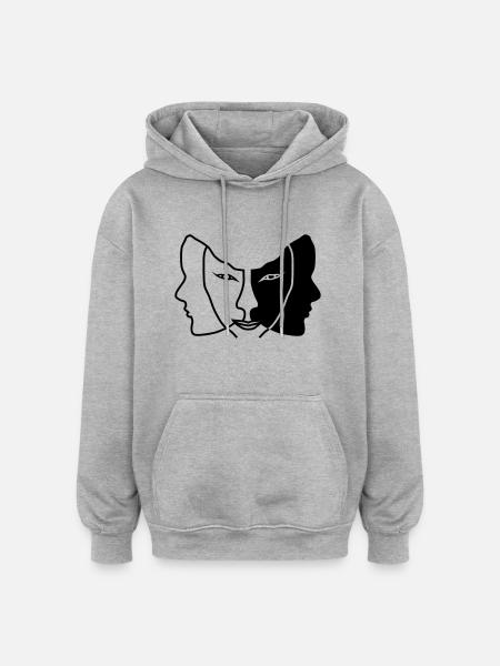 light dark face mask gemini - Oversized Unisex Hoodie - heather grey