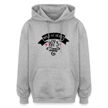 bursdag - Oversized unisex-hettegenser - gråmelert - Foran - Noah (186cm)