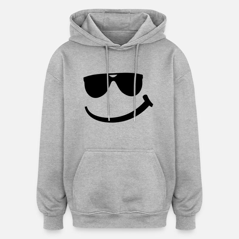 cool_smily_f1 - Sweat à capuche oversize unisexe - gris chiné