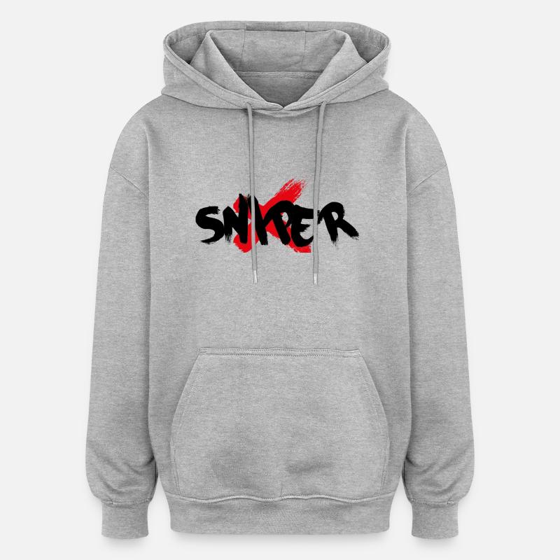 sniper - Sweat à capuche oversize unisexe - gris chiné