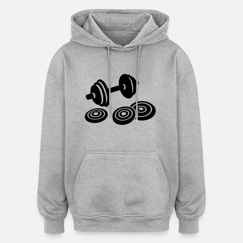 Hanteln - Oversized Unisex Hoodie - Grau meliert