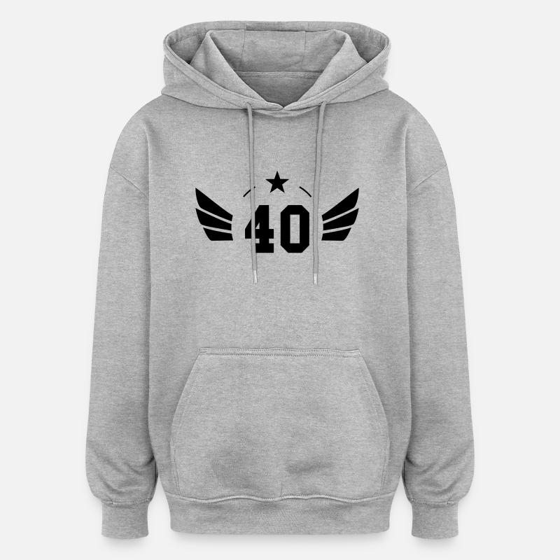 40 ans d'âge - Sweat à capuche oversize unisexe - gris chiné