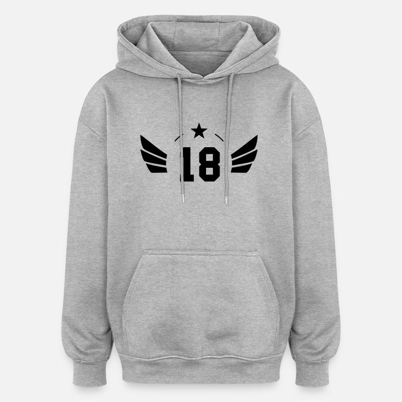 18 ans - Sweat à capuche oversize unisexe - gris chiné