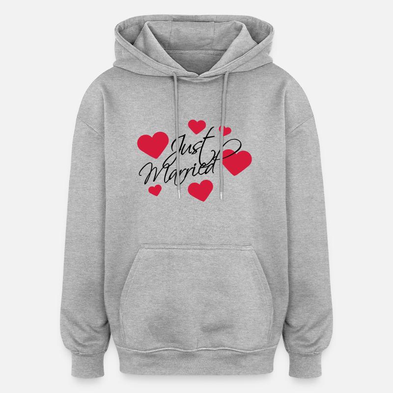 Just Married Logo - Sweat à capuche oversize unisexe - gris chiné