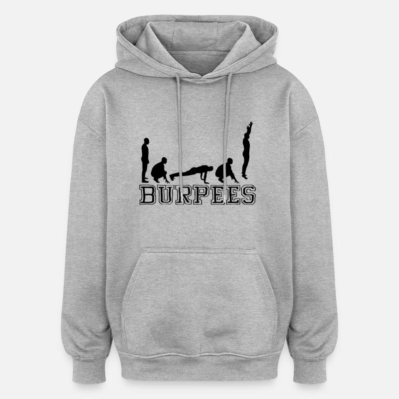 Burpees (Silhouette) - Sweat à capuche oversize unisexe - gris chiné