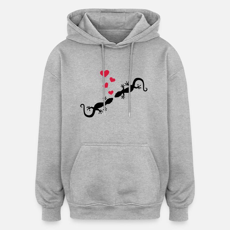 Gecko - Sweat à capuche oversize unisexe - gris chiné