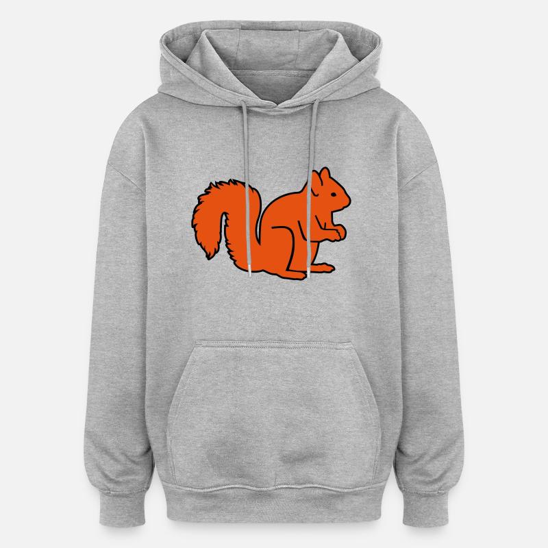 Ecureuil - Sweat à capuche oversize unisexe - gris chiné